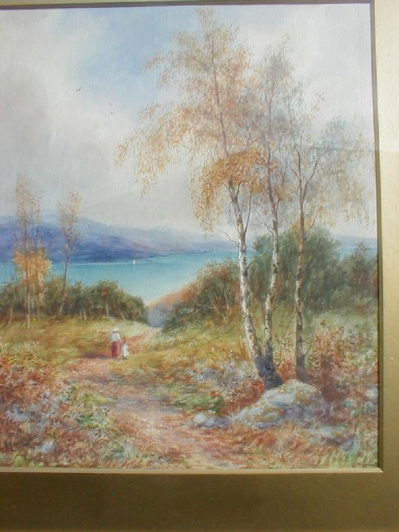 Appraisal: MacW A landscape with lake and mountains in the background