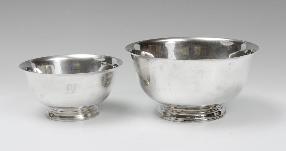 Appraisal: PAUL REVERE REPRODUCTION STERLING BOWLS bowls to include International Sterling