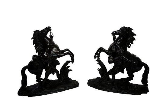 Appraisal: after Guillaume Coustou a pair of bronze Marly horses each