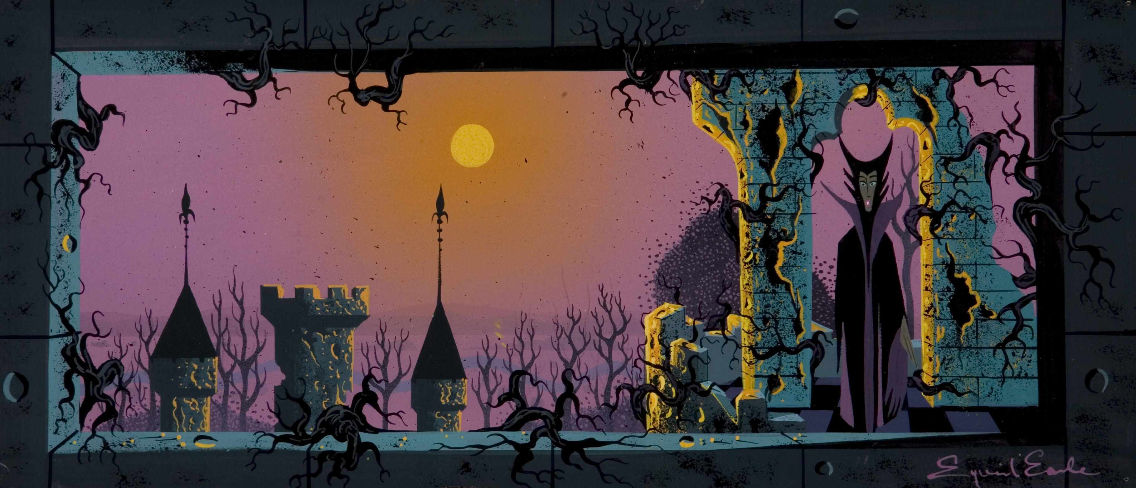 Appraisal: An Eyvind Earle concept painting from Sleeping Beauty watercolor on