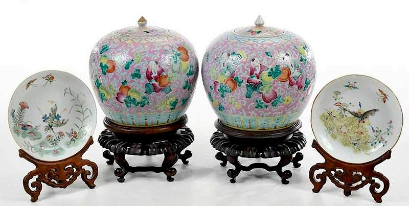 Appraisal: Four Chinese Famille Rose Enameled Vessels probably late th early