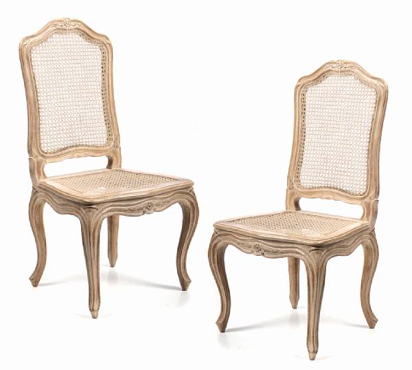 Appraisal: A set of ten Louis XV style caned side chairs