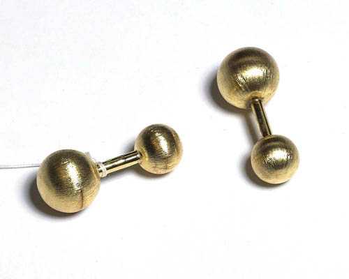 Appraisal: GOLD CUFF LINKS BURSCH Yellow gold g Elegant twin buttons