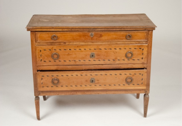 Appraisal: th C Continental Walnut Inlaid Commode Banding around top boards