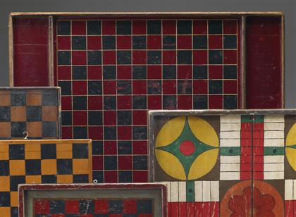 Appraisal: Painted and decorated wooden checkers gameboard th century Of rectangular