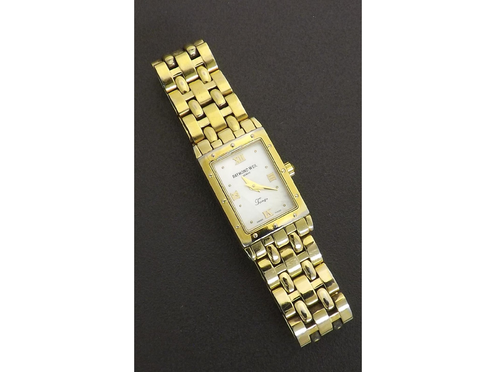 Appraisal: Q DGN Raymond Weil Tango gold plated lady's bracelet watch