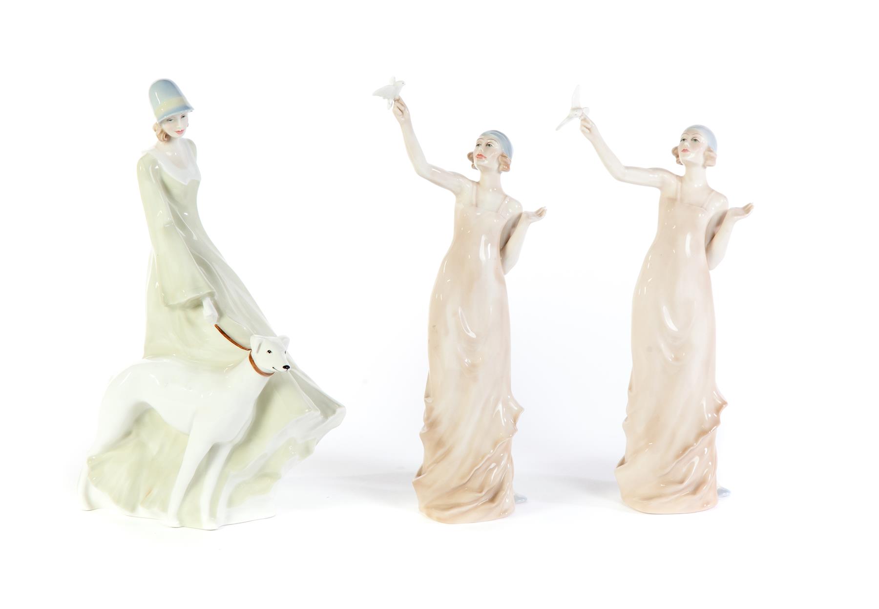 Appraisal: THREE LARGE ROYAL DOULTON FIGURES MODELLED BY ADRIAN HUGHES England