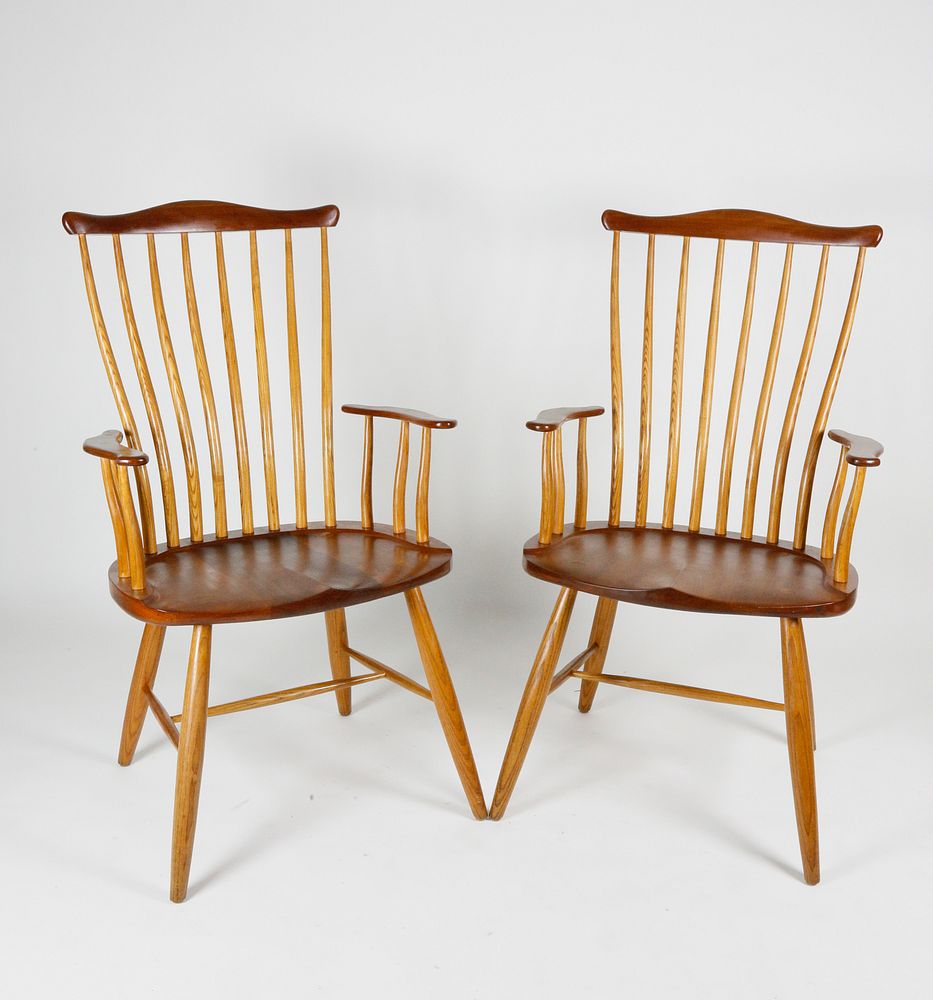 Appraisal: Pair of Stephen Swift Pomfret Windsor Armchairs Pair of Stephen