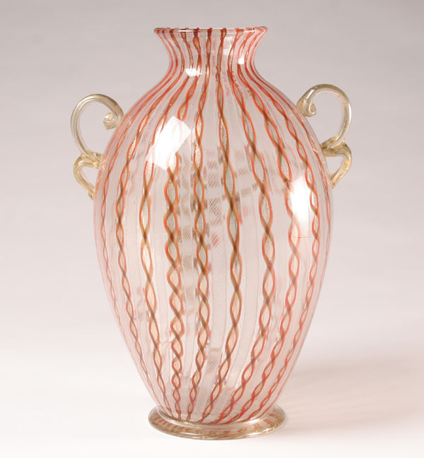 Appraisal: Zecchin Martinuzzi designed by Napoleone Martinuzzi Zanfirico vase with applied