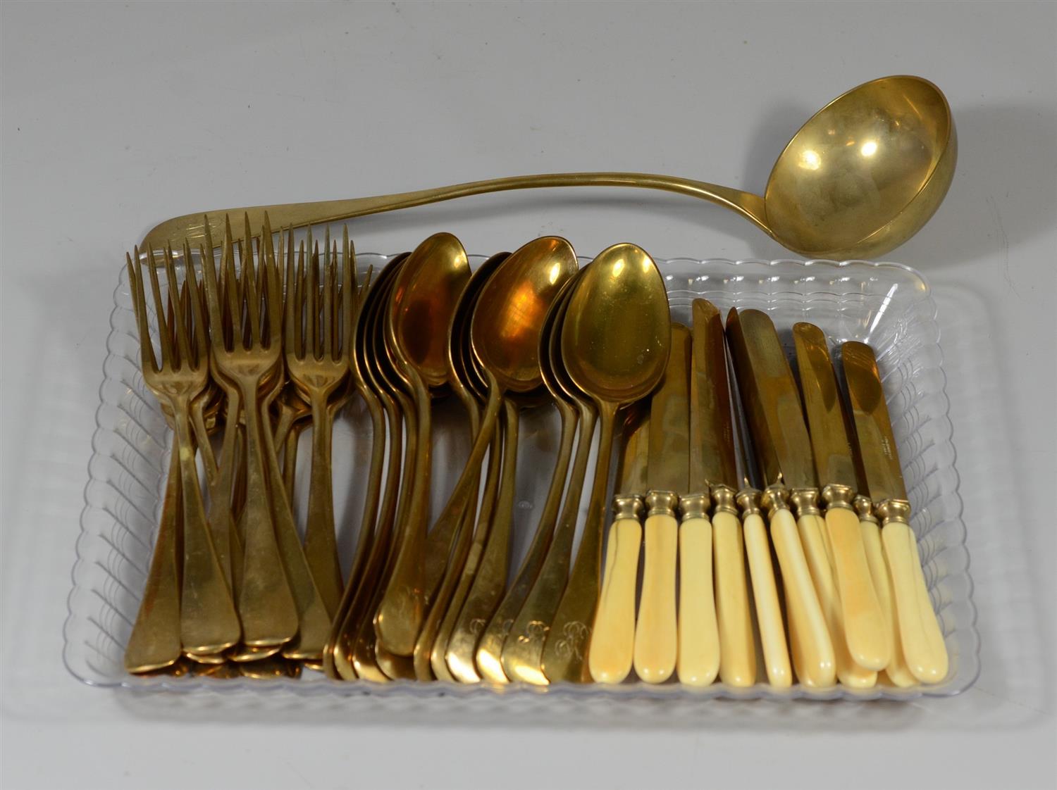 Appraisal: Pieces Paul Morin Cie Paris gilded flatware service to include