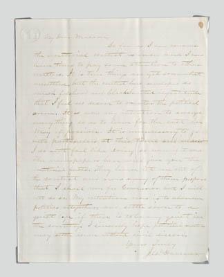 Appraisal: James W Denver autograph letter one page in light brown