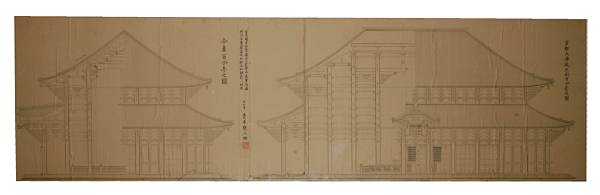 Appraisal: An architectural drawing of the former Buddha Hall in Kyoto