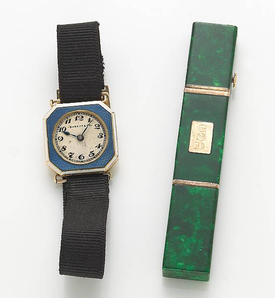 Appraisal: A Shreve amp Co lady's enamel and k gold watch