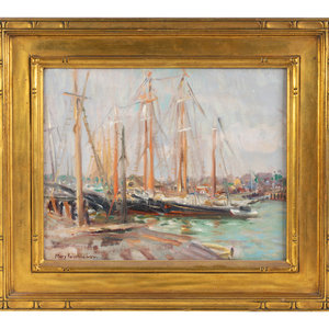 Appraisal: Mary Louise Fairchild Low American - Docked Sailboats oil on