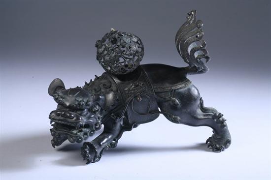 Appraisal: CHINESE BRONZE INCENSE BURNER Qing dynasty Of lion form -