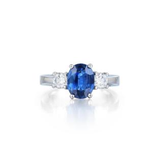 Appraisal: A Sapphire and Diamond Ring Featuring an oval-shaped sapphire weighing