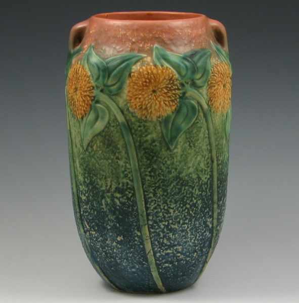 Appraisal: Roseville Sunflower Vase marked hand script red tiny glaze chip