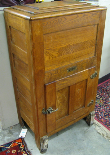 Appraisal: OAK AND ASH WOOD ICE BOX American early th century