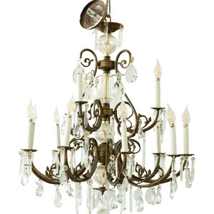 Appraisal: A Continental Gilt Bronze and Glass Twelve-Light Two-Tier Chandelier th