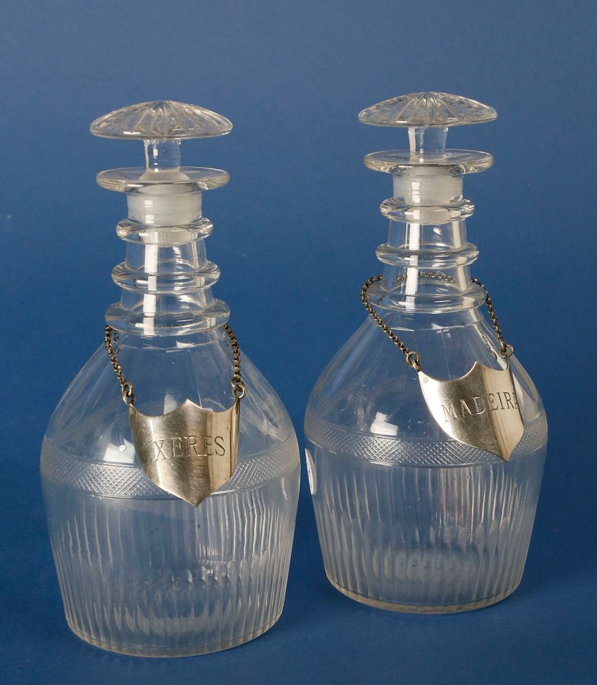 Appraisal: Pair of Blown Crystal Decanters circa Pair of Blown Crystal