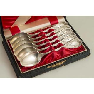 Appraisal: Six Sterling Silver Teaspoons P Gottesleben Cased set of six