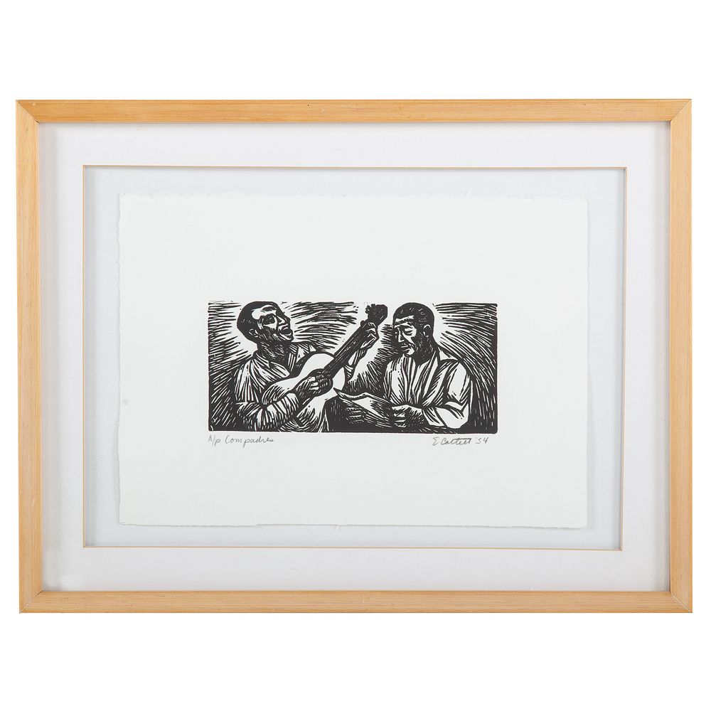 Appraisal: Elizabeth Catlett Compadres linocut American - Linocut ed AP pencil