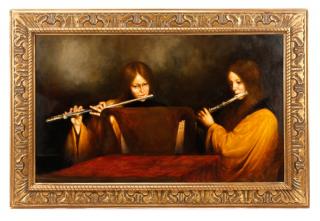 Appraisal: Joseph Dawley The Flutists Oil on Canvas Joseph Dawley America