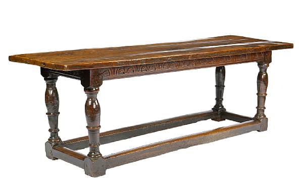 Appraisal: A Charles II oak refectory table second half th century