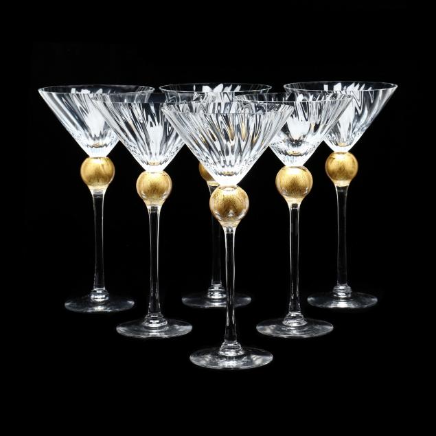 Appraisal: SIX UNION STREET MANHATTAN GOLD MARTINI STEMS Late th century