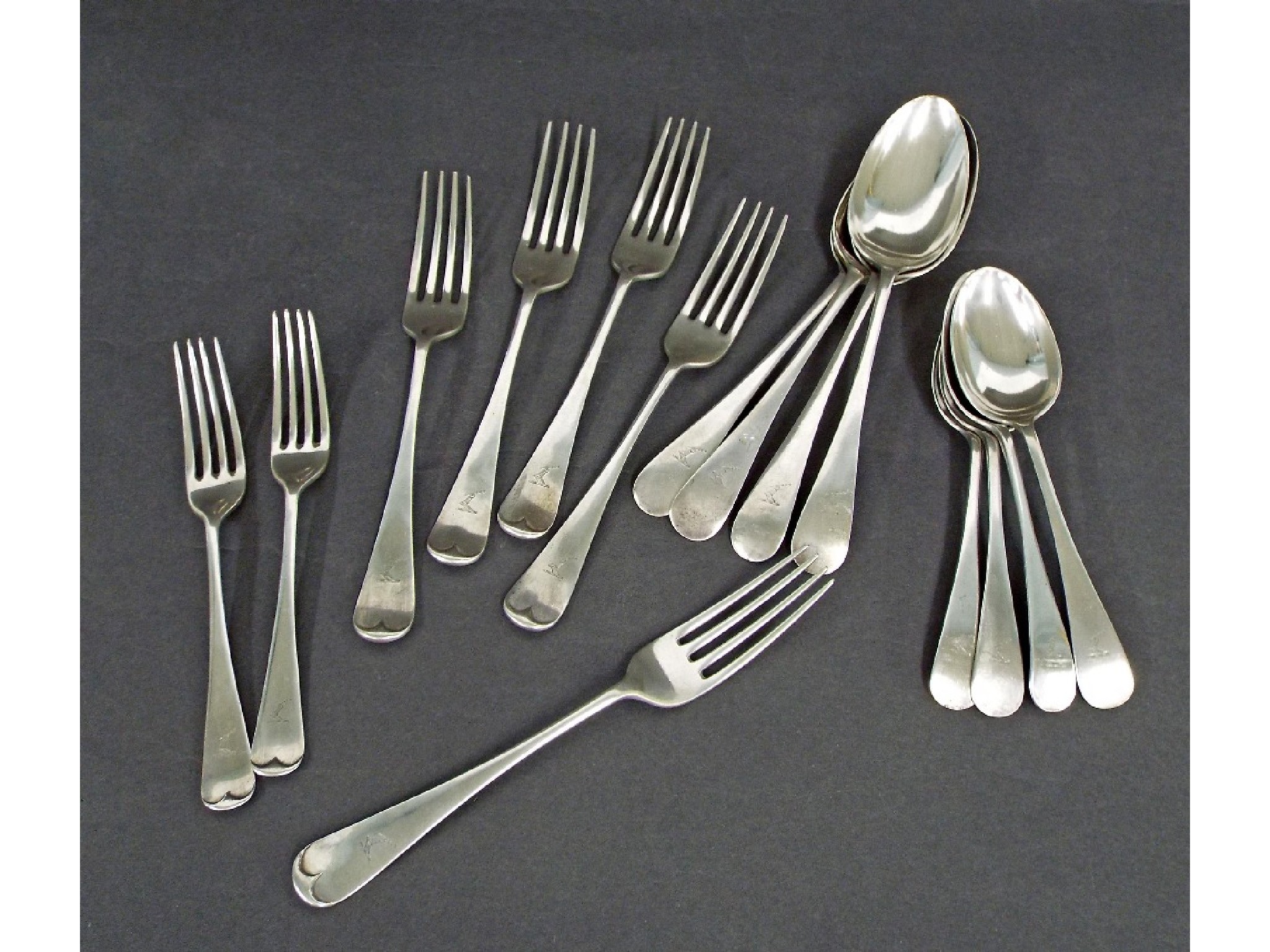 Appraisal: Part canteen of early th century silver Old English flatware