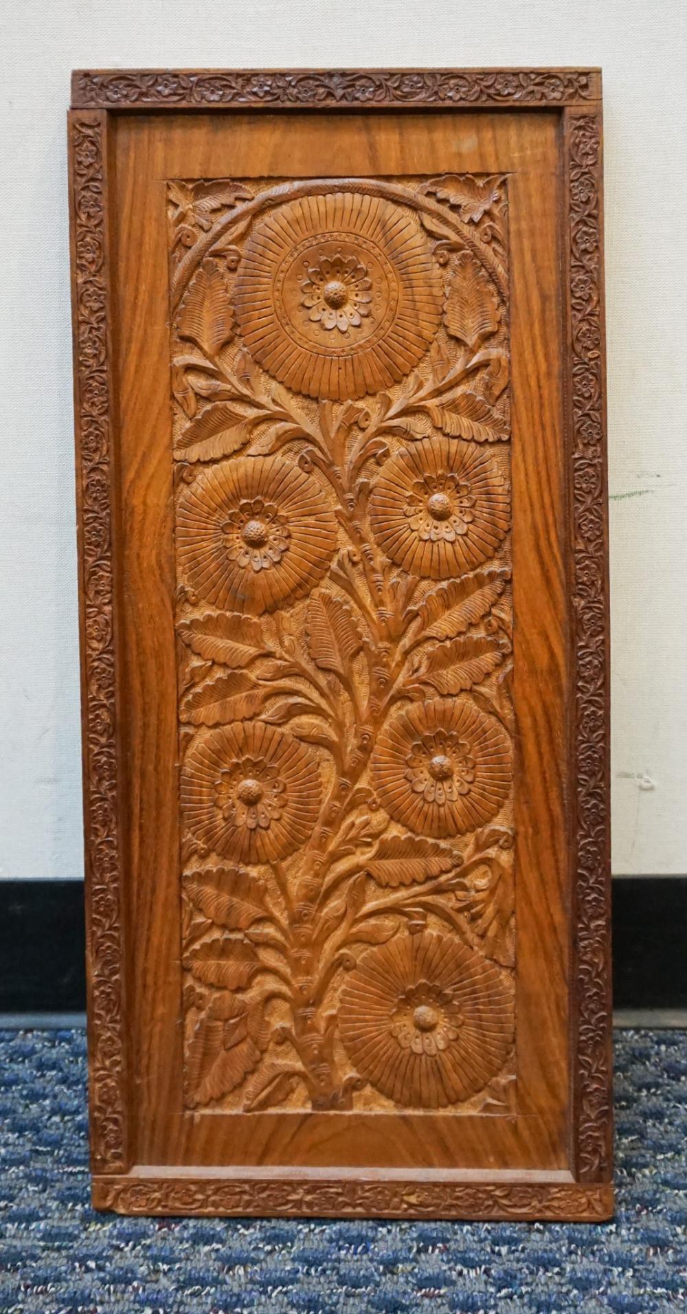 Appraisal: Indian Carved Sheesham Wood Panel x in x cm