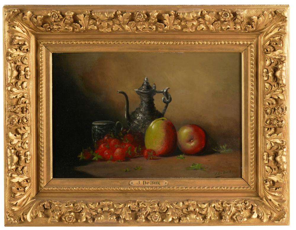 Appraisal: J DE BUK STILL LIFEoil on canvas signed lower right