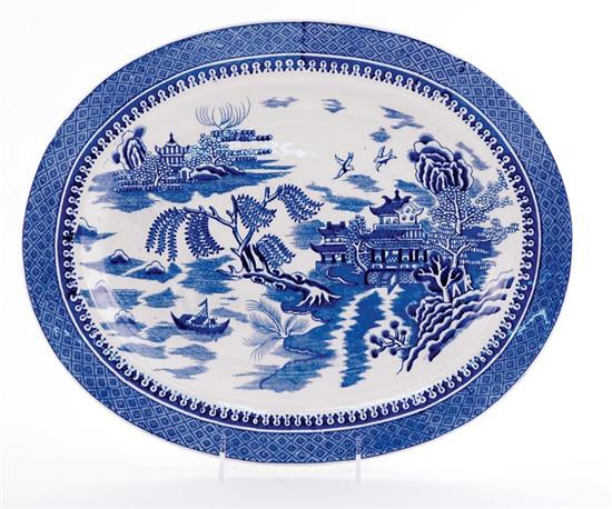 Appraisal: Blue Willow pattern platter L W