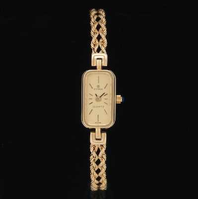 Appraisal: A Ladies' Cyma Gold Watch k yellow gold oblong case