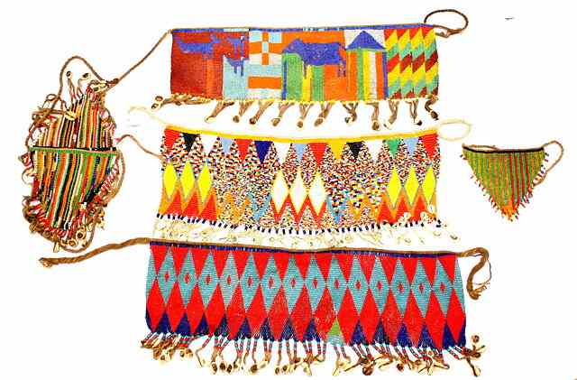 Appraisal: A GROUP OF FIVE CAMEROON BEADWORK C CHE-SEXE with polychrome