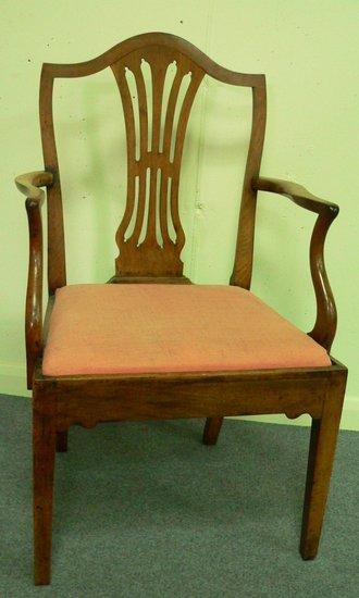 Appraisal: A late th Century armchair with pierced upright splat to