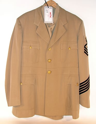 Appraisal: US WWII Naval light tan summer weight four pocket tunic