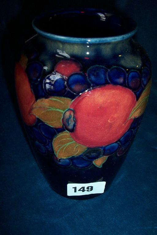 Appraisal: A Moorcroft blue ground vase of shouldered form with painted