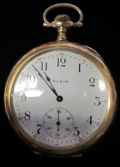 Appraisal: karat yellow gold pocket watch ElginCircular case featuring open face