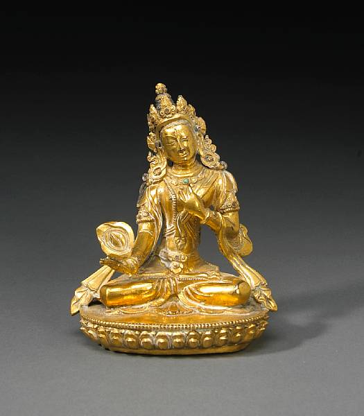 Appraisal: A Sino-Tibetan gilt bronze figure of Sitapatra The female bodhisattva