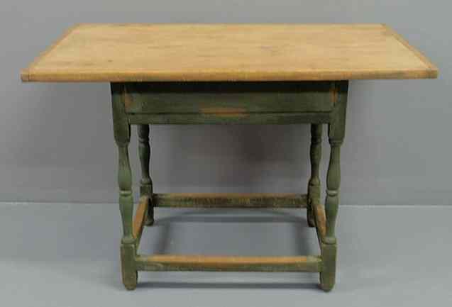 Appraisal: New England maple tavern table c with green paint decoration