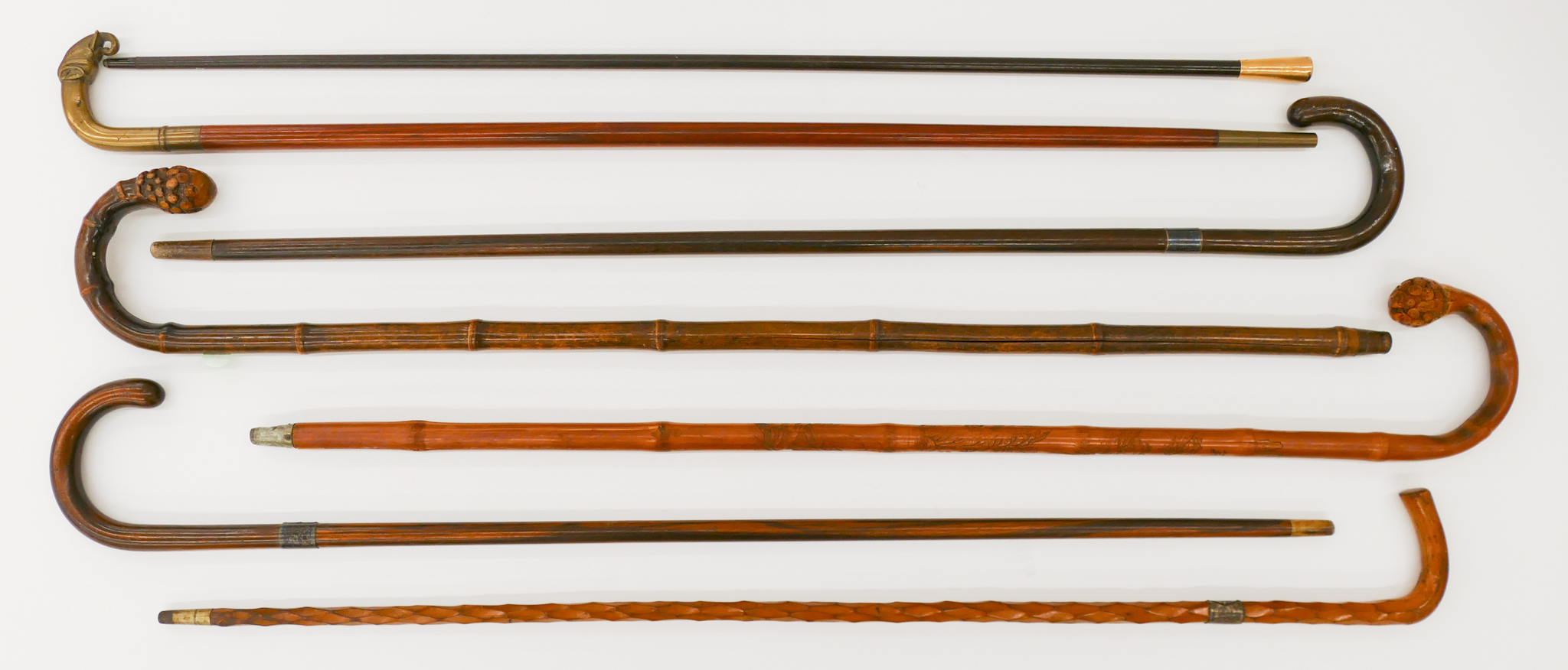 Appraisal: pc Antique Wood Canes and Walking Sticks '' Approx