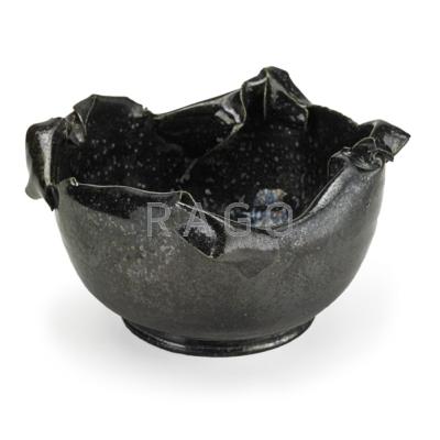 Appraisal: GEORGE OHR - Bowl with torn and folded rim dark