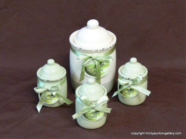 Appraisal: Set of Apple Candle Canisters - all matching apple scented