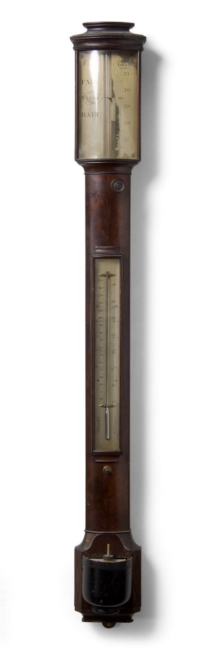 Appraisal: A George III mahogany bowfront stick barometer early th century