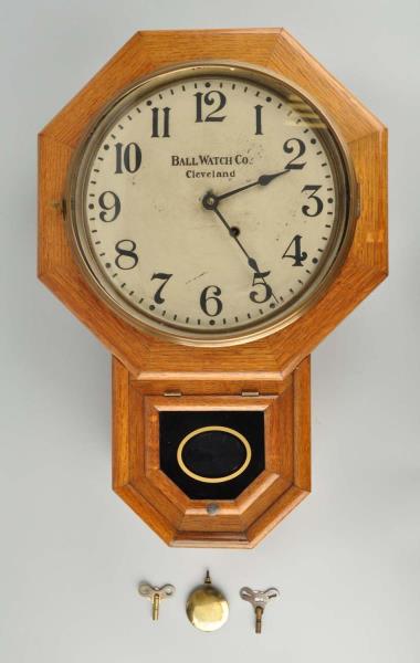 Appraisal: Ball Watch Co Oak Advertising Wall Clock This ball watch