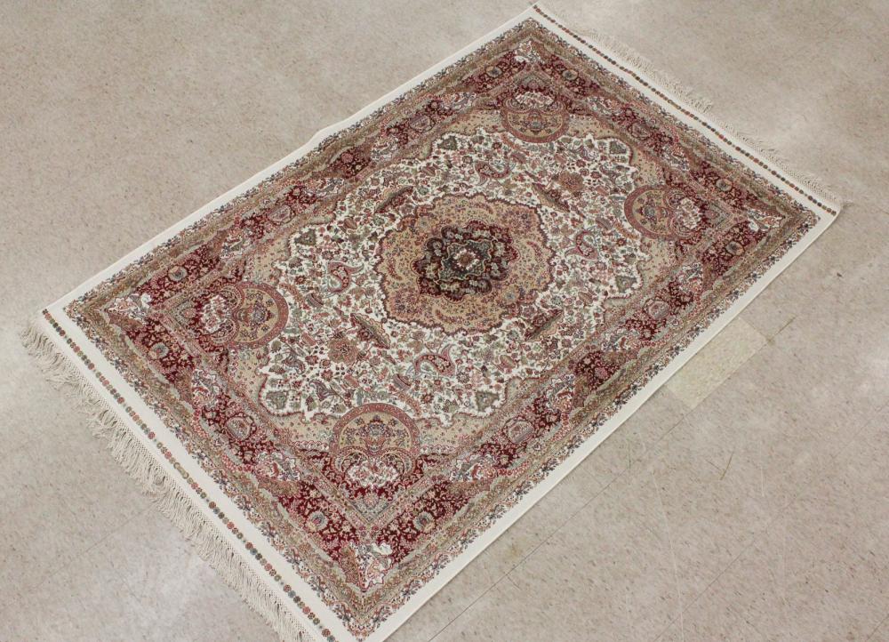 Appraisal: HAND KNOTTED TURKISH 'BAMBOO SILK' AREA RUG Hereke floral and