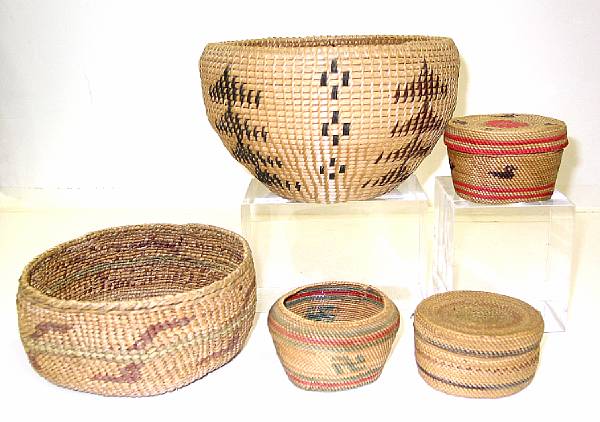 Appraisal: Five Western baskets three Makah a Yokut and a Quilente