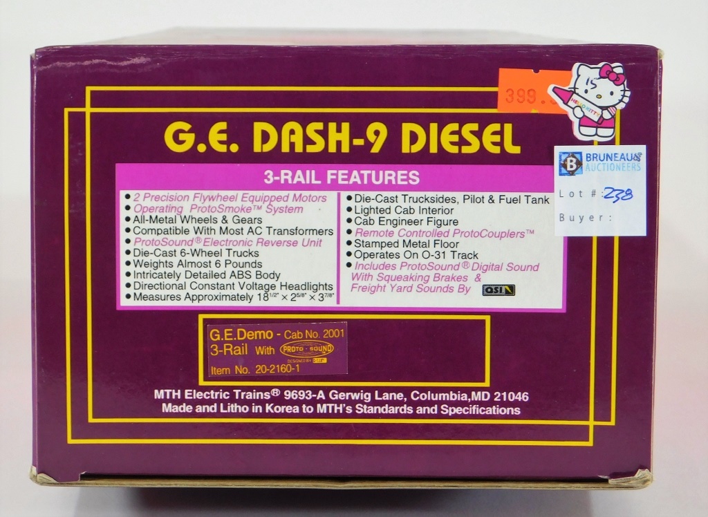 Appraisal: MTH G E DEMO DASH- DIESEL ELECTRIC O GAUGE TRAIN