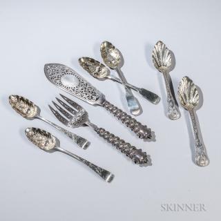 Appraisal: Eight Pieces of English Sterling Silver Flatware four George III